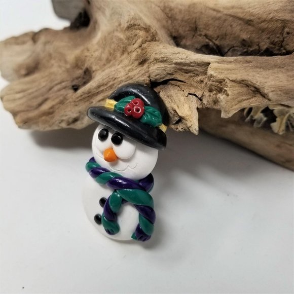 Jewelry - Vintage Snowman & Candy Cane Pins Brooch Holiday